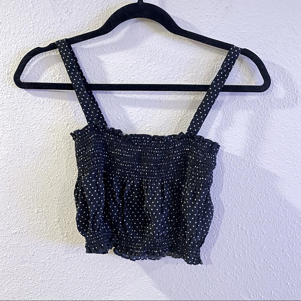 Brandy Melville Crop Tank Top Black Polka Dot One Size